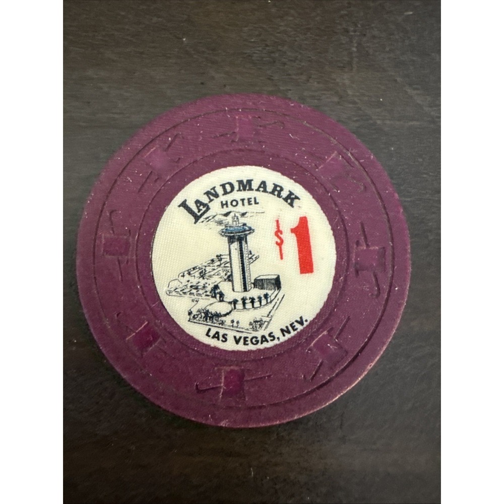 Vintage $1.00 Casino Chip From The Landmark Hotel Tower Las Vegas Nevada - 1960s